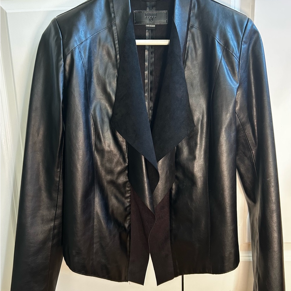 Blank NYC Black Leather Jacket with Glossy Finish
